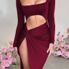 Long Sleeve Cut Out High Split Maxi Dress Long Sleeve Cut Out High Split Maxi Dress