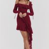 Long Sleeve Off-shoulder Ruffle Mini Dress Long Sleeve Off-shoulder Ruffle Mini Dress