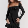 Long Sleeve Off-shoulder Ruffle Mini Dress Long Sleeve Off-shoulder Ruffle Mini Dress