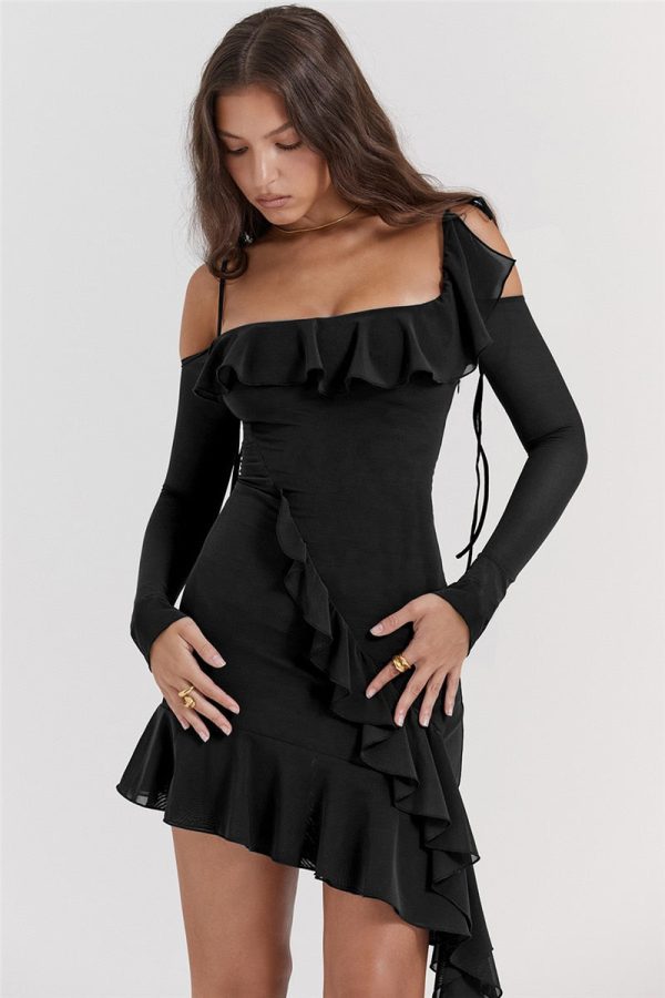 Long Sleeve Off-shoulder Ruffle Mini Dress Long Sleeve Off-shoulder Ruffle Mini Dress