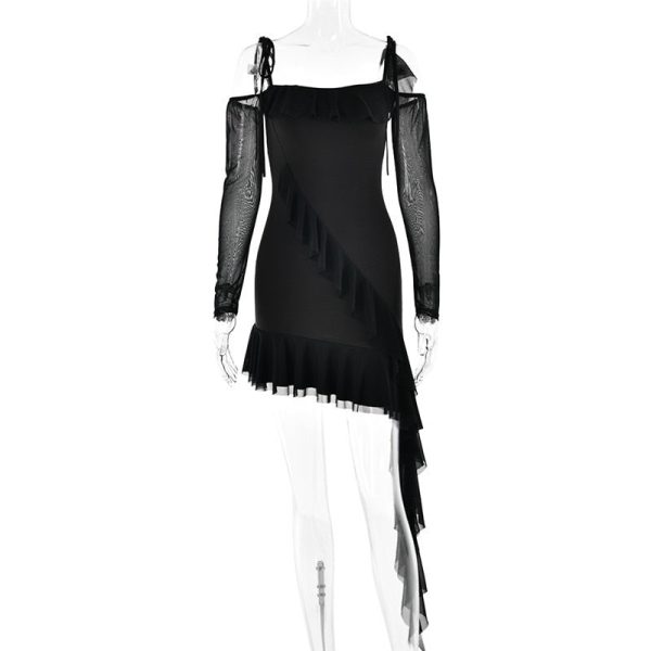 Long Sleeve Off-shoulder Ruffle Mini Dress Long Sleeve Off-shoulder Ruffle Mini Dress