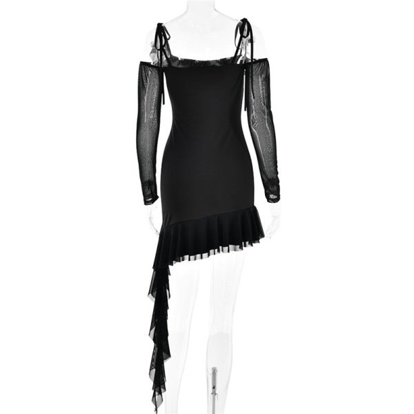 Long Sleeve Off-shoulder Ruffle Mini Dress Long Sleeve Off-shoulder Ruffle Mini Dress