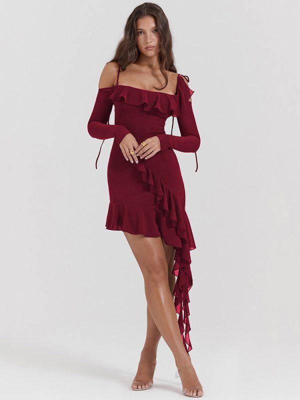 Long Sleeve Off-shoulder Ruffle Mini Dress Long Sleeve Off-shoulder Ruffle Mini Dress