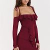 Long Sleeve Off-shoulder Ruffle Mini Dress Long Sleeve Off-shoulder Ruffle Mini Dress
