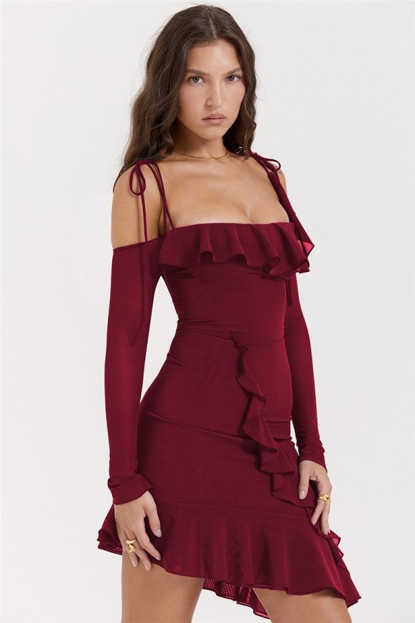 Long Sleeve Off-shoulder Ruffle Mini Dress Long Sleeve Off-shoulder Ruffle Mini Dress
