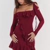 Long Sleeve Off-shoulder Ruffle Mini Dress Long Sleeve Off-shoulder Ruffle Mini Dress