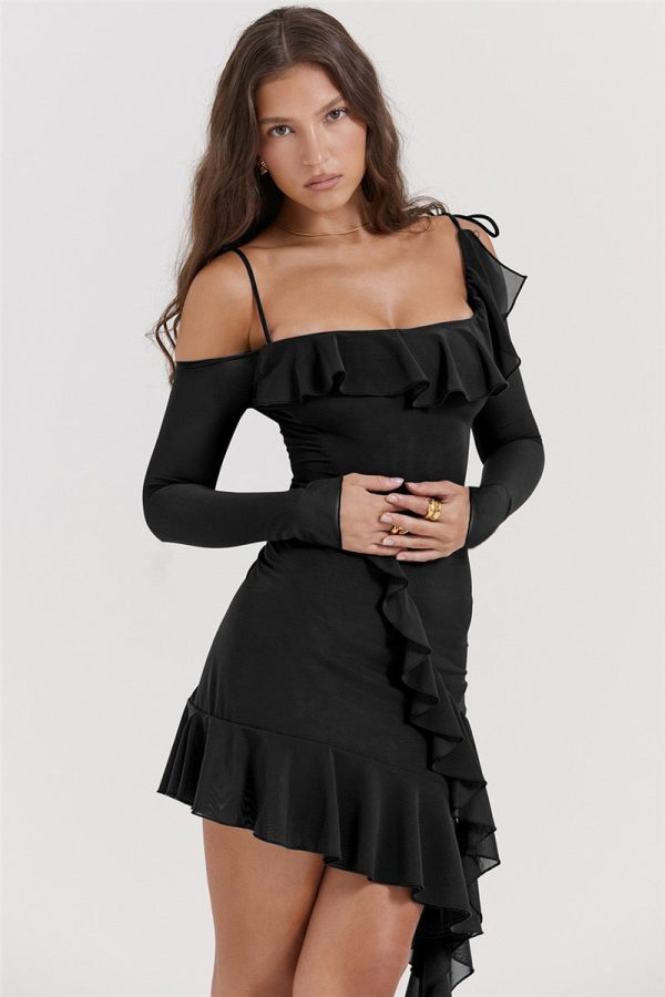 Long Sleeve Off-shoulder Ruffle Mini Dress Long Sleeve Off-shoulder Ruffle Mini Dress
