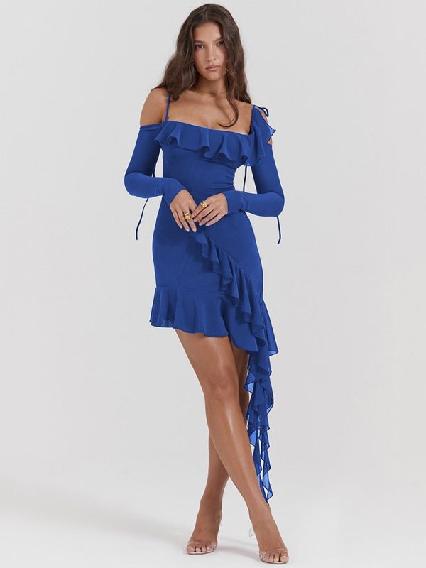 Long Sleeve Off-shoulder Ruffle Mini Dress Long Sleeve Off-shoulder Ruffle Mini Dress