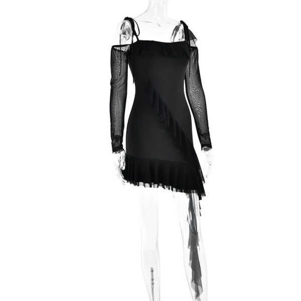 Long Sleeve Off-shoulder Ruffle Mini Dress Long Sleeve Off-shoulder Ruffle Mini Dress
