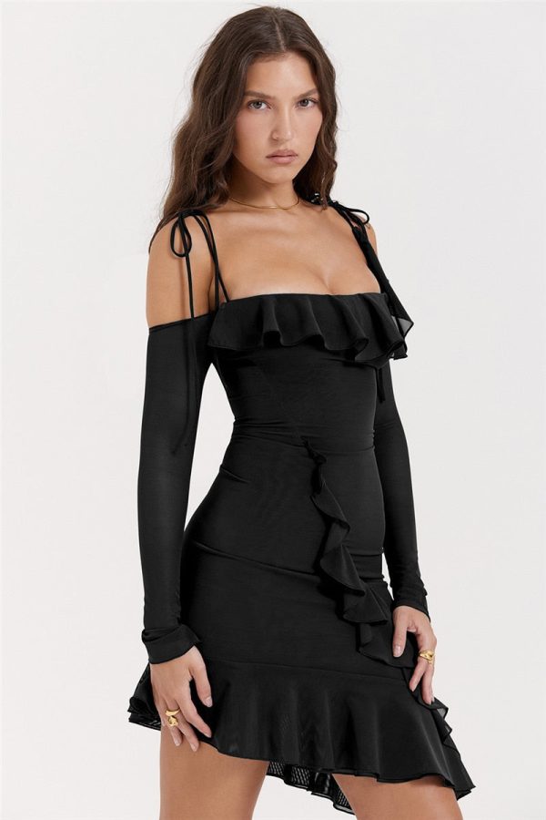 Long Sleeve Off-shoulder Ruffle Mini Dress Long Sleeve Off-shoulder Ruffle Mini Dress