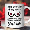 Love Bigger Than My Heart Personalized Mug, Funny Gift For Him With Custom Name Love Bigger Than My Heart Personalized Mug, Funny Gift For Him With Custom Name