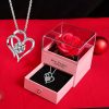 Love Pendant Necklace with Artificial Rose Gift Box