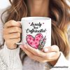 Lovely And Caffeinated Personalized Mug, Valentine Heart Coquette Bow Coffee Lover Gift With Custom Name Lovely And Caffeinated Personalized Mug, Valentine Heart Coquette Bow Coffee Lover Gift With Custom Name