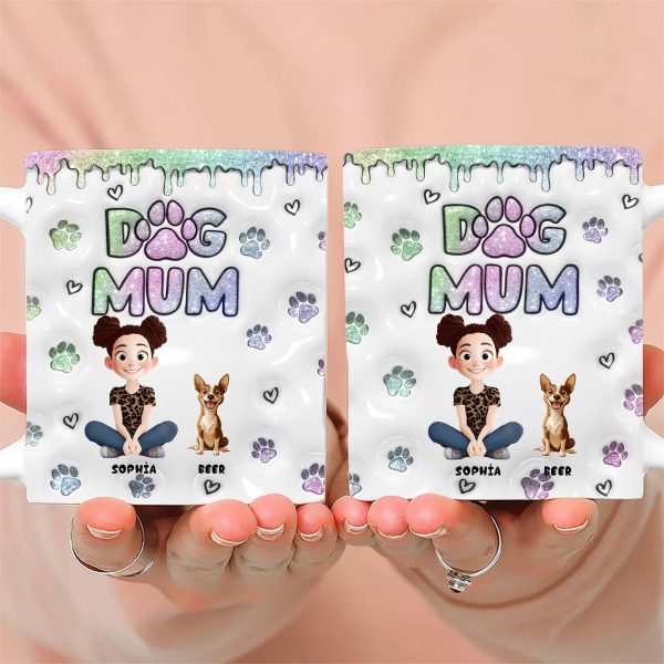 Lovely Chibi Cartoon Dog Mom - Personalized 3D Inflated Effect Ceramic Mug - Gift For Dog Lovers | CLP15 NA94 Lovely Chibi Cartoon Dog Mom - Personalized 3D Inflated Effect Ceramic Mug - Gift For Dog Lovers | CLP15 NA94