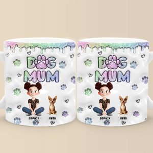 Lovely Chibi Cartoon Dog Mom - Personalized 3D Inflated Effect Ceramic Mug - Gift For Dog Lovers | CLP15 NA94