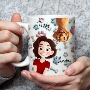 Lovely Dog And Human Cartoon - Personalized Mug - Gift for Pet Owners, Dog Lovers, Dog Mom | CLP15.V3 HH01
