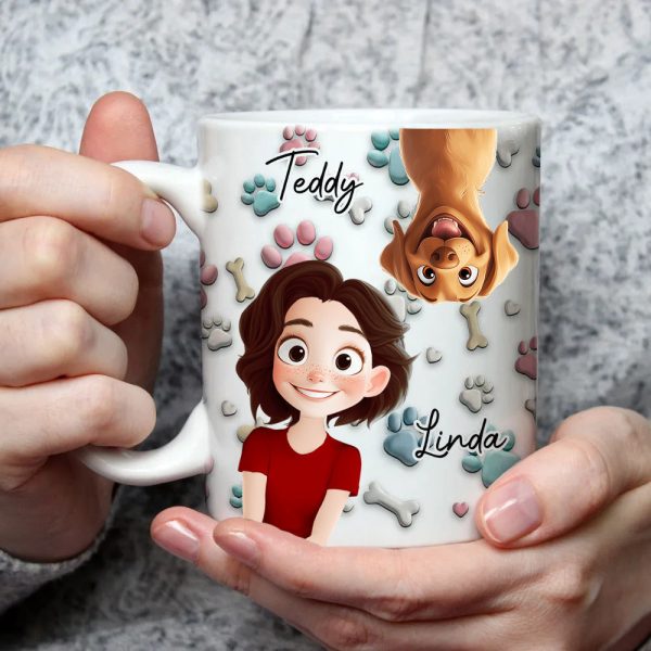 Lovely Dog And Human Cartoon - Personalized Mug - Gift for Pet Owners, Dog Lovers, Dog Mom | CLP15.V3 HH01 Lovely Dog And Human Cartoon - Personalized Mug - Gift for Pet Owners, Dog Lovers, Dog Mom | CLP15.V3 HH01