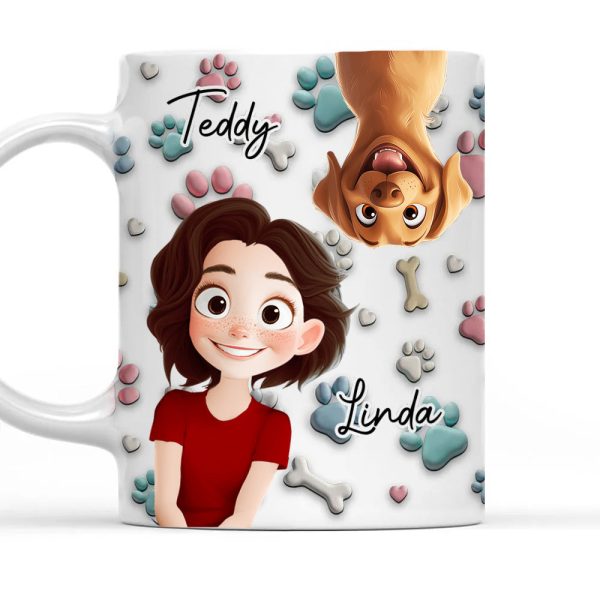 Lovely Dog And Human Cartoon - Personalized Mug - Gift for Pet Owners, Dog Lovers, Dog Mom | CLP15.V3 HH01 Lovely Dog And Human Cartoon - Personalized Mug - Gift for Pet Owners, Dog Lovers, Dog Mom | CLP15.V3 HH01