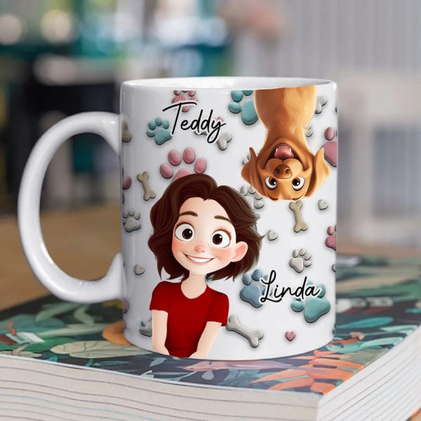 Lovely Dog And Human Cartoon - Personalized Mug - Gift for Pet Owners, Dog Lovers, Dog Mom | CLP15.V3 HH01 Lovely Dog And Human Cartoon - Personalized Mug - Gift for Pet Owners, Dog Lovers, Dog Mom | CLP15.V3 HH01