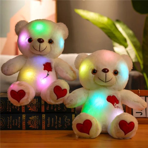Luminous Plush Bear with Bowtie and Rose Heart 30cm Luminous Plush Bear with Bowtie and Rose Heart 30cm