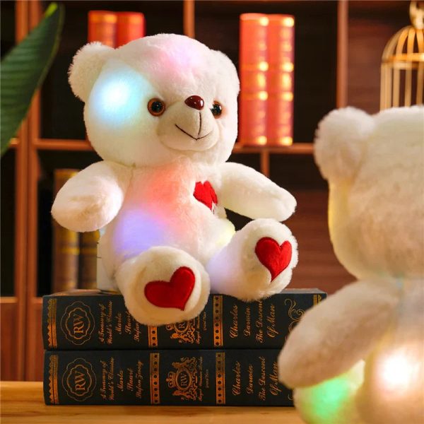 Luminous Plush Bear with Bowtie and Rose Heart 30cm Luminous Plush Bear with Bowtie and Rose Heart 30cm