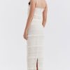 Luxury Layered Ruffle Spaghetti Strap Smocked Pleated Evening Maxi Dress - Ivory Luxury Layered Ruffle Spaghetti Strap Smocked Pleated Evening Maxi Dress - Ivory