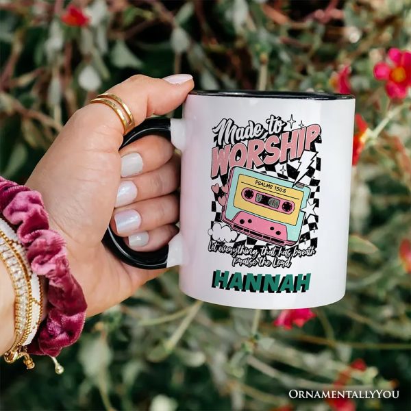Made to Worship Christian Retro Personalized Mug, Psalm 150:6 Bible Verse Gift with Custom Name Made to Worship Christian Retro Personalized Mug, Psalm 150:6 Bible Verse Gift with Custom Name
