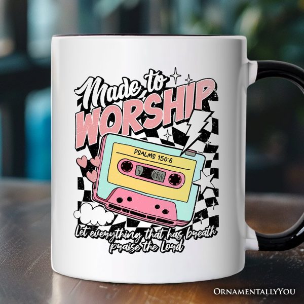 Made to Worship Christian Retro Personalized Mug, Psalm 150:6 Bible Verse Gift with Custom Name Made to Worship Christian Retro Personalized Mug, Psalm 150:6 Bible Verse Gift with Custom Name
