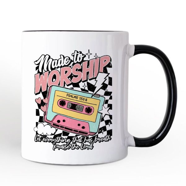 Made to Worship Christian Retro Personalized Mug, Psalm 150:6 Bible Verse Gift with Custom Name Made to Worship Christian Retro Personalized Mug, Psalm 150:6 Bible Verse Gift with Custom Name
