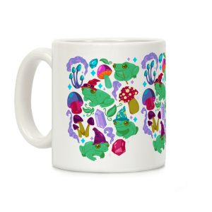 Magical Mushroom Frogs Pattern Coffee Mug