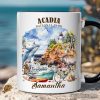 Majestic Acadia National Park Artwork Personalized Mug, Maine Travel Gift and Souvenir with Custom Name