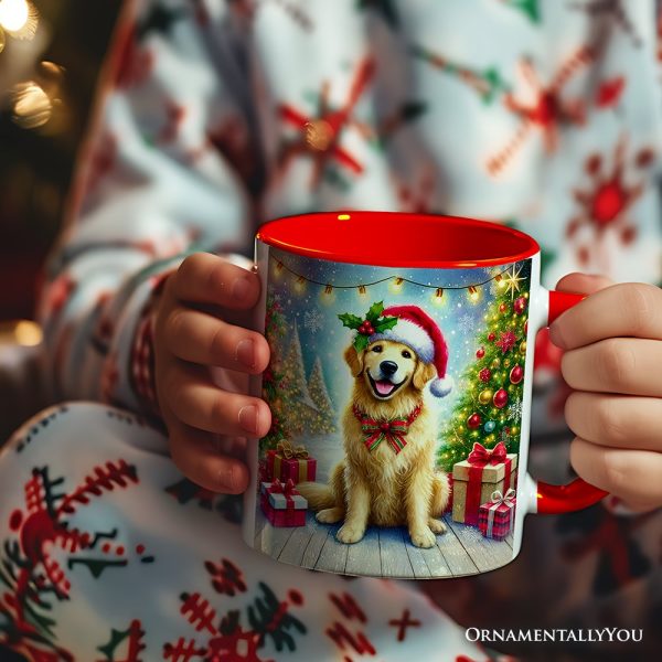 Majestic Golden Retriever with Santa Hat Personalized Mug, Delightful Christmas Gift with Custom Name Majestic Golden Retriever with Santa Hat Personalized Mug, Delightful Christmas Gift with Custom Name