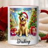 Majestic Golden Retriever with Santa Hat Personalized Mug, Delightful Christmas Gift with Custom Name Majestic Golden Retriever with Santa Hat Personalized Mug, Delightful Christmas Gift with Custom Name