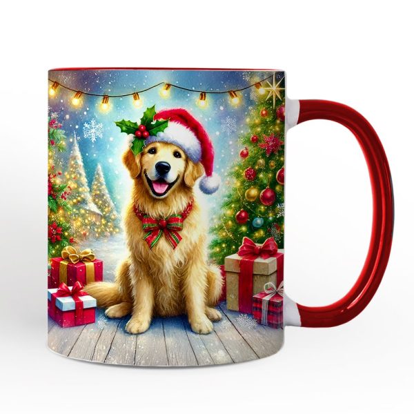 Majestic Golden Retriever with Santa Hat Personalized Mug, Delightful Christmas Gift with Custom Name Majestic Golden Retriever with Santa Hat Personalized Mug, Delightful Christmas Gift with Custom Name
