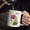 Making the World a Better Place Personalized White Ceramic Mug with Birth Year and Cartoon Girl