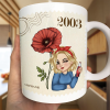 Making the World a Better Place Personalized White Ceramic Mug with Birth Year and Cartoon Girl