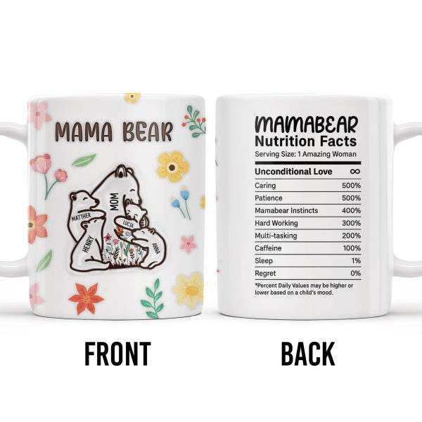 Mama Bear, Bear and Flowers Design - Personalized Custom Coffee Mug - MOM101_MG Mama Bear, Bear and Flowers Design - Personalized Custom Coffee Mug - MOM101_MG
