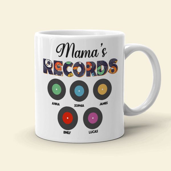 Mama's Records Personalized Coffee Mug, Mother's Day Gift For Vinyl Lovers DR-WHM-06qhti110423 Mama's Records Personalized Coffee Mug, Mother's Day Gift For Vinyl Lovers DR-WHM-06qhti110423