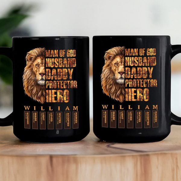 Man Of God Husband Daddy Protector Hero With Name Letter In Bible - Personalized Mug Man Of God Husband Daddy Protector Hero With Name Letter In Bible - Personalized Mug