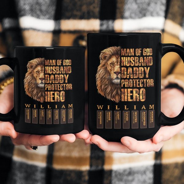 Man Of God Husband Daddy Protector Hero With Name Letter In Bible - Personalized Mug Man Of God Husband Daddy Protector Hero With Name Letter In Bible - Personalized Mug
