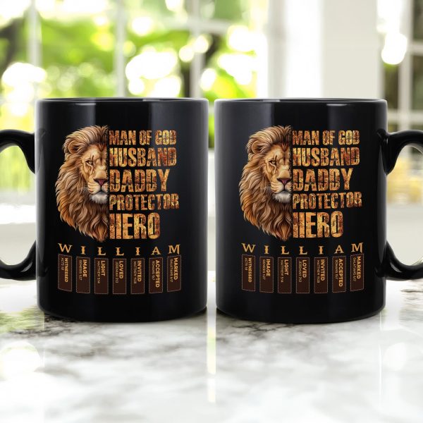 Man Of God Husband Daddy Protector Hero With Name Letter In Bible - Personalized Mug Man Of God Husband Daddy Protector Hero With Name Letter In Bible - Personalized Mug