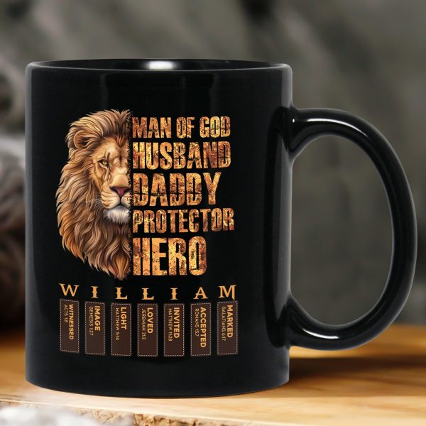 Man Of God Husband Daddy Protector Hero With Name Letter In Bible - Personalized Mug Man Of God Husband Daddy Protector Hero With Name Letter In Bible - Personalized Mug
