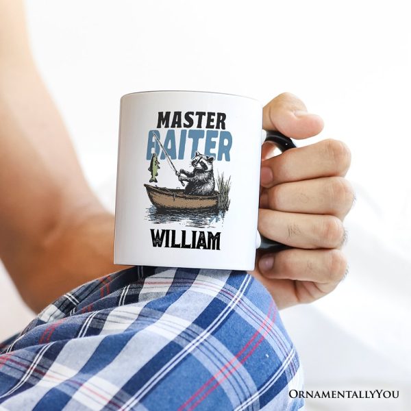 Master Baiter Fishing Personalized Mug, Funny Raccoon Father Vintage Gift with Custom Name Master Baiter Fishing Personalized Mug, Funny Raccoon Father Vintage Gift with Custom Name