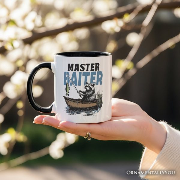 Master Baiter Fishing Personalized Mug, Funny Raccoon Father Vintage Gift with Custom Name Master Baiter Fishing Personalized Mug, Funny Raccoon Father Vintage Gift with Custom Name