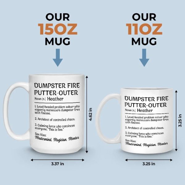 Mastering Chaos One Dumpster Fire At A Time - Coworker Personalized Custom Mug - Gift For Coworkers, Work Friends, Colleagues Mastering Chaos One Dumpster Fire At A Time - Coworker Personalized Custom Mug - Gift For Coworkers, Work Friends, Colleagues