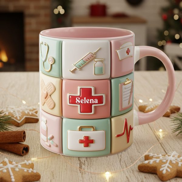 Medical Patchwork Accent Mug - Personalized Gifts For Nurses 01TOLU281025 Medical Patchwork Accent Mug - Personalized Gifts For Nurses 01TOLU281025