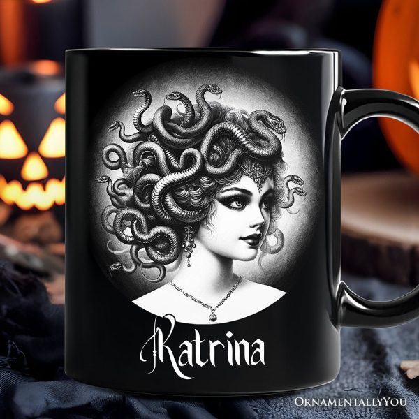 Medusa Spooky Portrait Personalized Mug Horror Villain Theme Halloween Gift with Custom Name Medusa Spooky Portrait Personalized Mug Horror Villain Theme Halloween Gift with Custom Name