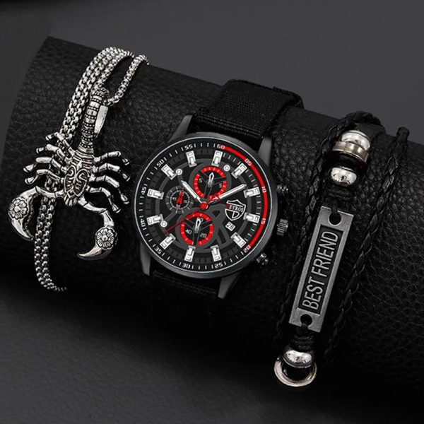 Men’s Minimal Quartz Watch Necklace and Bracelet Set Men’s Minimal Quartz Watch Necklace and Bracelet Set