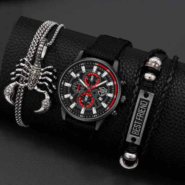 Men’s Minimal Quartz Watch Necklace and Bracelet Set Men’s Minimal Quartz Watch Necklace and Bracelet Set