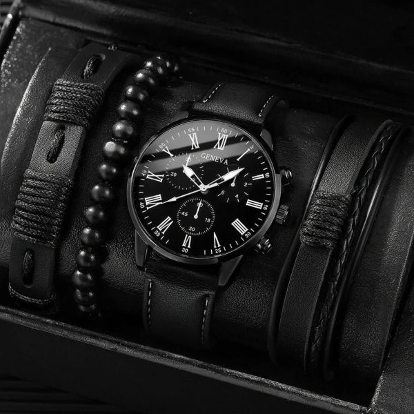 Men’s Quartz Watch and Bracelet Set 4 or 5 Pieces Men’s Quartz Watch and Bracelet Set 4 or 5 Pieces